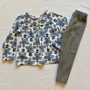 Hanna Andersson girls shirt legging set 4T